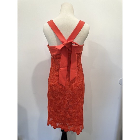 NWT Banana Republic Limited Edition Lace Shift Dress Bow Back Orange Lined Sz 2 - Picture 6 of 8